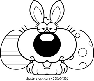 A cartoon illustration of the Easter Bunny with a sad expression.