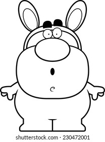 A cartoon illustration of the Easter Bunny with a surprised expression.