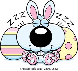 A cartoon illustration of the Easter Bunny taking a nap.