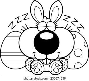 A cartoon illustration of the Easter Bunny taking a nap.