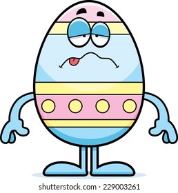 A cartoon illustration of an Easter egg looking sick.