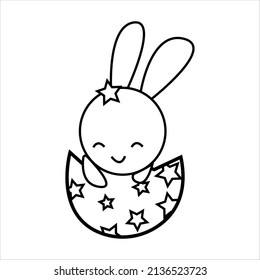 Cartoon-Illustration mit Osterei mit Kaninchen für dekoratives Design. Frohe Ostern!
