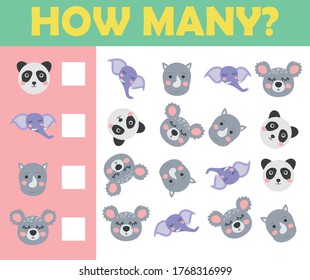 Cartoon Illustration of Education Counting Game for Preschool Children