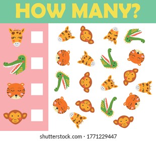 Cartoon Illustration of Education Counting Game for Preschool Children
