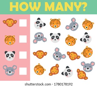 Cartoon Illustration of Education Counting Game for Preschool Children