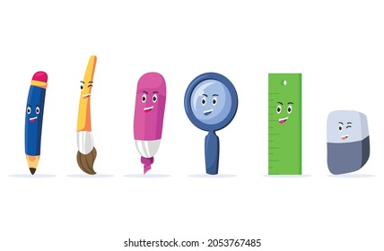 Cartoon illustration of education vector icon symbols.