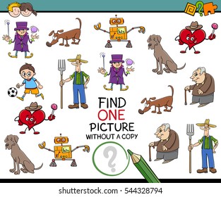 Cartoon Illustration of Educational Activity of Finding Image for Children