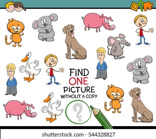 Cartoon Illustration of Educational Activity of Finding Picture for Children