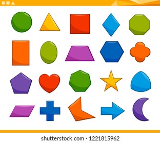 Cartoon Illustration of Educational Basic Geometric Shapes for Elementary Age Children