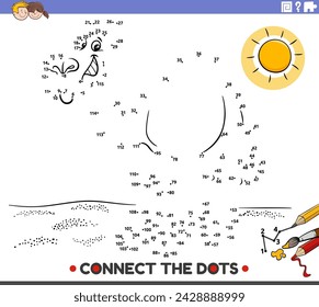 Cartoon illustration of educational connect the dots activity with camel animal character