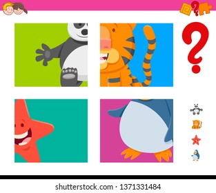 Cartoon Illustration of Educational Game of Guessing Animals for Preschool Kids