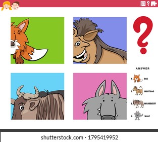 Cartoon Illustration of Educational Game of Ratings Animal Species Worksheet or Application for Children
