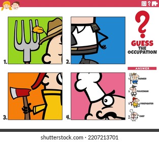 Cartoon-Illustration des pädagogischen Spiels der Beurteilung der Beschäftigung von Kindern