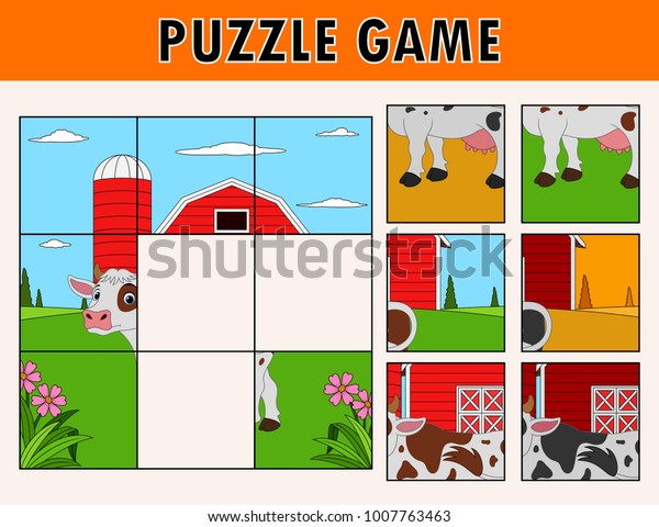 Cartoon Illustration Educational Jigsaw Puzzle Children Stock Vector ...