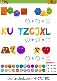 Cartoon Illustration Educational Mathematical Addition Activity Stock ...