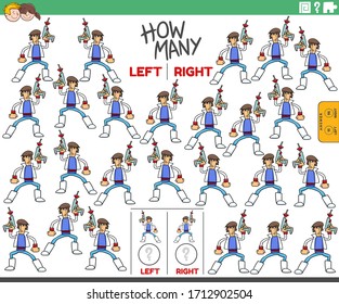 Cartoon Illustration of Educational Task of Counting Left and Right Oriented Pictures of Fantasy Character