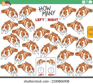 Cartoon Illustration Of Educational Task Of Counting Left And Right Oriented Pictures Of Rabbit Animal Character