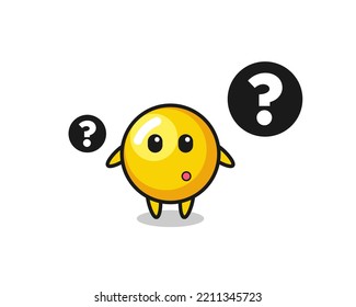 Cartoon Illustration of egg yolk with the question mark , cute design