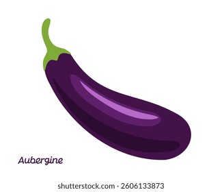 A cartoon illustration of an eggplant or aubergine vegetable.