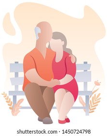 Cartoon illustration of elderly couple over white background.