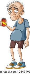 Cartoon illustration of an elderly man with a soda can, wearing casual clothes and sneakers, showcasing a humorous style