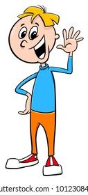 Cartoon Illustration of Elementary School Age or Teenage Boy Character