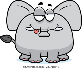 A cartoon illustration of an elephant looking drunk.