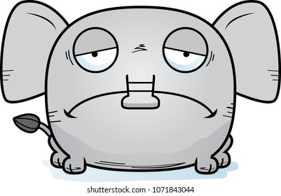 A cartoon illustration of an elephant looking sad.