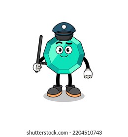 Cartoon Illustration of emerald gemstone police , character design