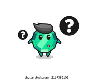 Cartoon Illustration von Smaragdgemein mit Fragezeichen , niedliches Design für T-Shirt, Aufkleber, Logo-Element