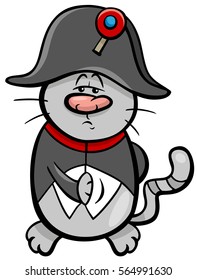 Cartoon Illustration Of Emperor Cat In Napoleon Costume