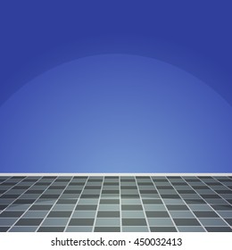 Cartoon Illustration Of Empty, Floor Tiled Room.