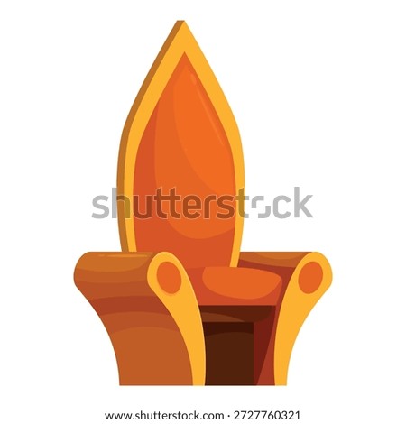 Cartoon illustration of an empty royal throne chair, representing monarchy, power, and authority
