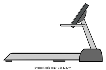 Cartoon Illustration Of Empty Treadmill. Vector Illustration Isolated On White