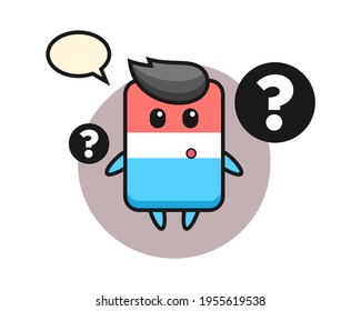 Cartoon illustration of eraser with the question mark, cute style design for t shirt, sticker, logo element