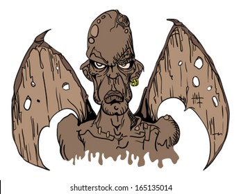 cartoon illustration of evil demon with wings