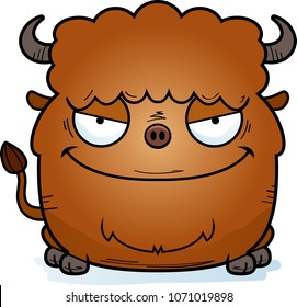 A cartoon illustration of an evil looking bison.