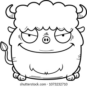 A cartoon illustration of an evil looking bison.