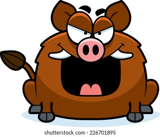 A cartoon illustration of an evil looking boar.