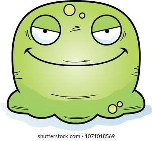 A cartoon illustration of an evil looking booger.