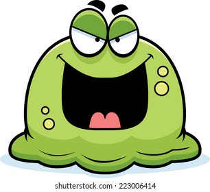 A cartoon illustration of an evil looking booger.