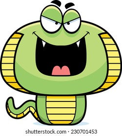 A cartoon illustration of an evil looking cobra.
