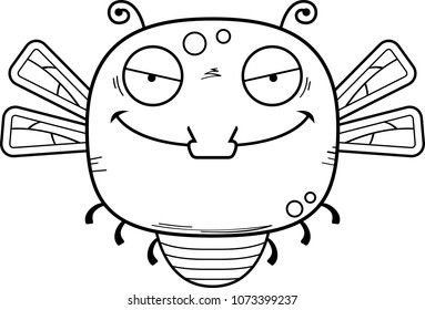 A cartoon illustration of an evil looking dragonfly.