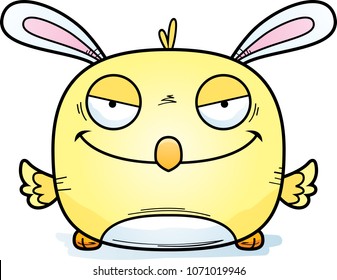 A cartoon illustration of an evil looking Easter bunny chick.