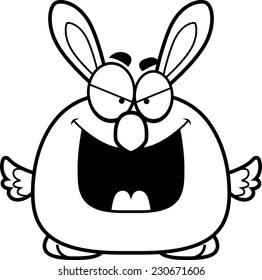 A cartoon illustration of an evil looking Easter bunny chick.