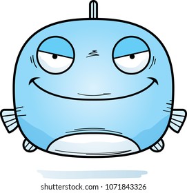 A cartoon illustration of an evil looking fish.