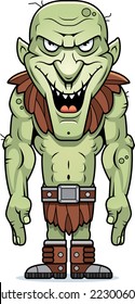 A cartoon illustration of an evil looking goblin.