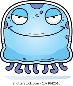 A cartoon illustration of an evil looking jellyfish.