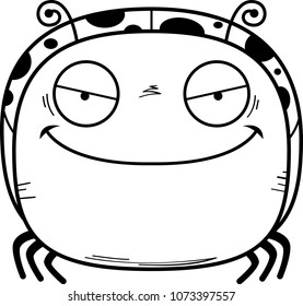 A cartoon illustration of an evil looking ladybug.