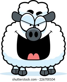 A cartoon illustration of an evil looking lamb.